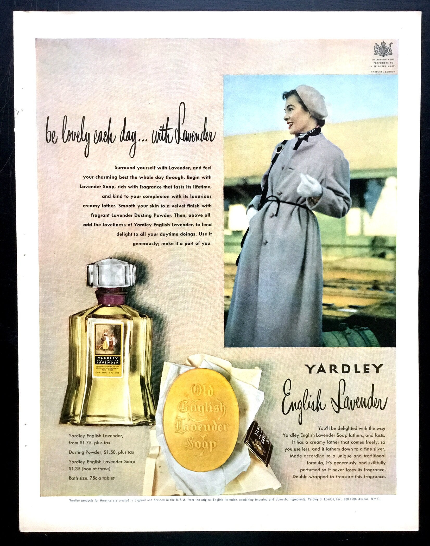 1950 年 Yardley English Lavender ヴィンテージ広告、広告