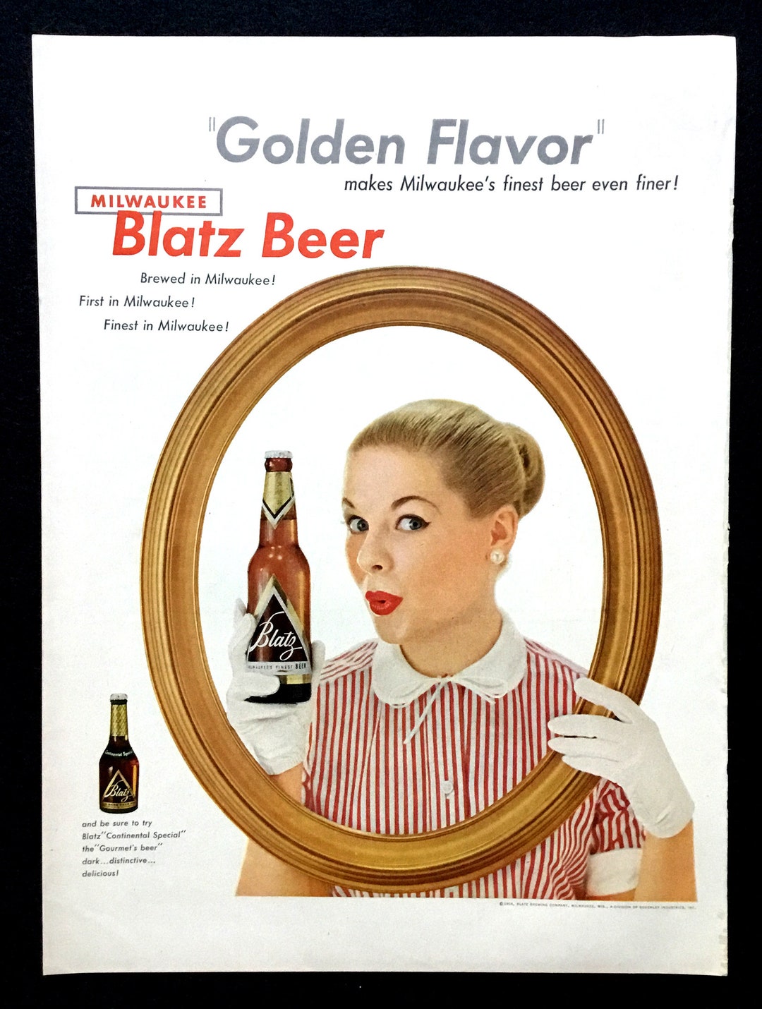 1954 Blatz Beer Ad, Milwaukee Advertising Art, 