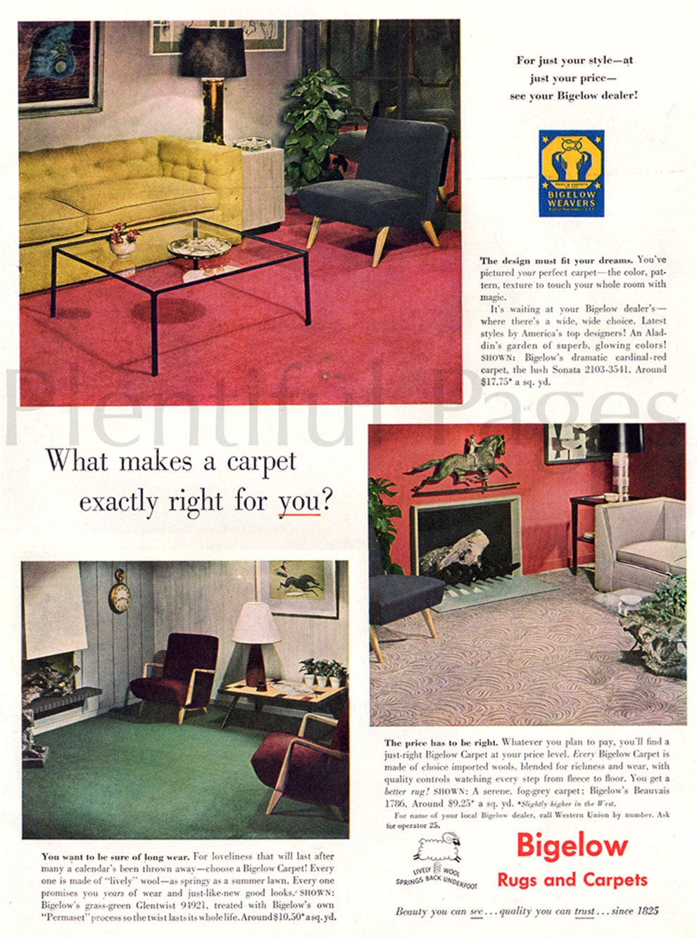 1948 Bigelow Rugs Ad, Mid-century Modern Home Decor - Etsy