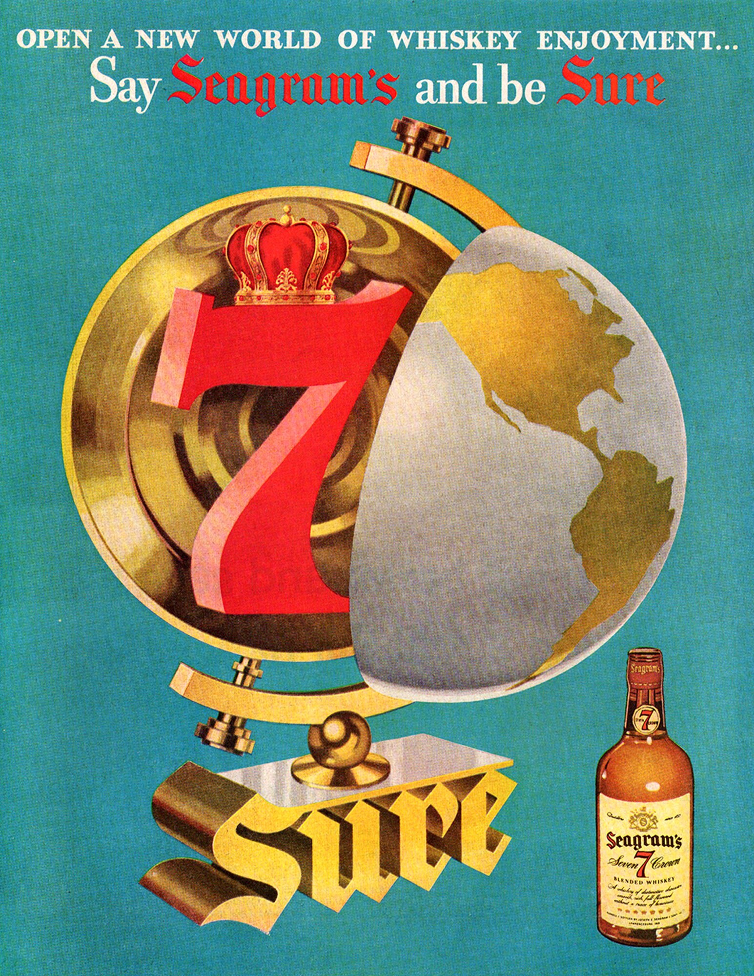 Пару постеров старой рекламы алкоголя. Бурбон Seagram’s Seven Crown Пару постеров старой рекламы алкоголя. Бурбон Seagram’s Seven Crown История,Алкоголь,Крепкие напитки,Реклама