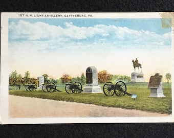1922 Gettysburg, PA Postcard, 1st N.Y. Light Artillery, Vintage Souvenir