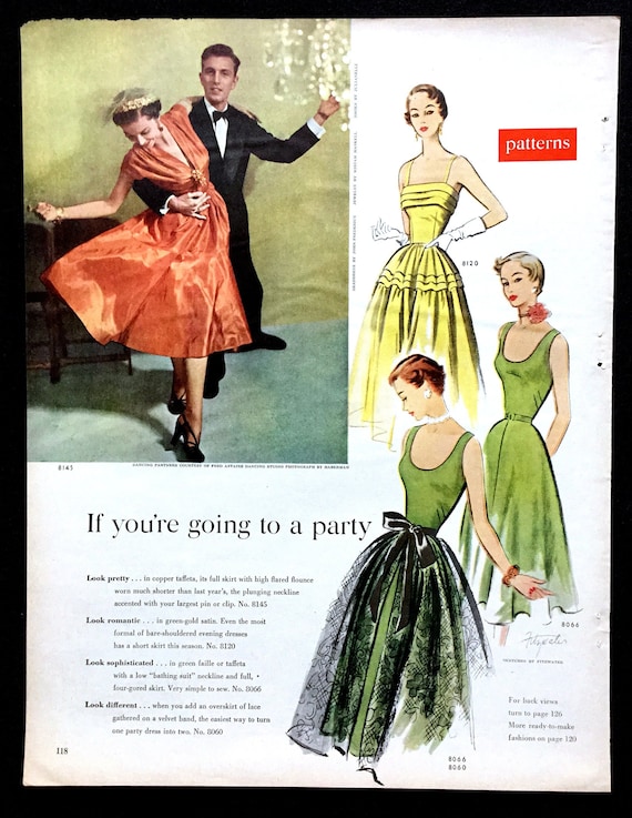 1950s Mccall's Patterns Magazine Ad, Fashion, Sewing, Party Dress, Wall Art  - Etsy