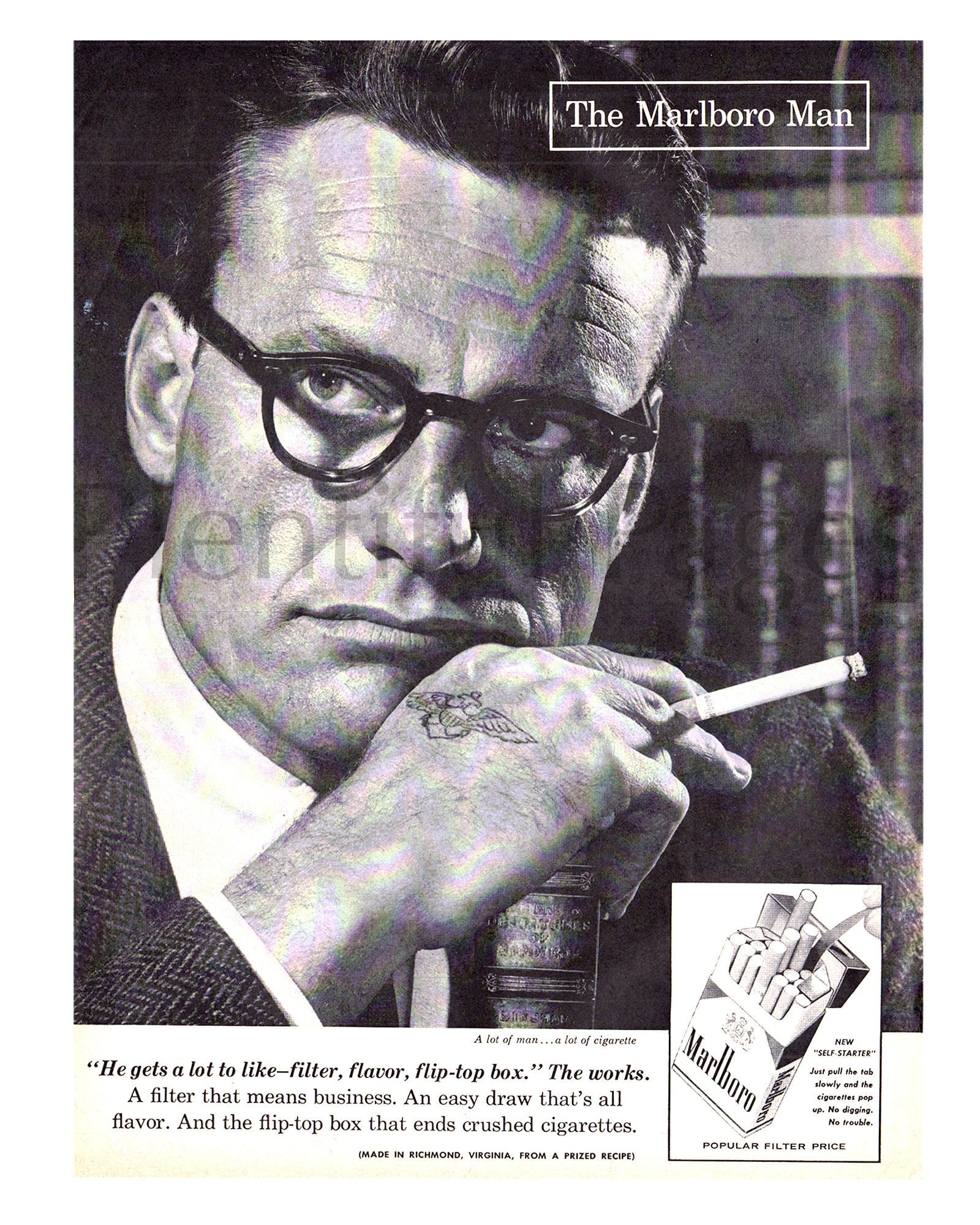 1957 Marlboro Cigarette Ad, Marlboro Man, Vintage Magazine Print
