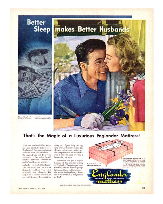 1947 Englander Mattress Vintage Ad Advertising Art Magazine Ad