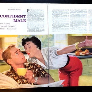1950&#39;s Vintage Magazine Illustration, Story Art, 1950&#39;s Couple, Magazine Art, Great for Framing or Collage.