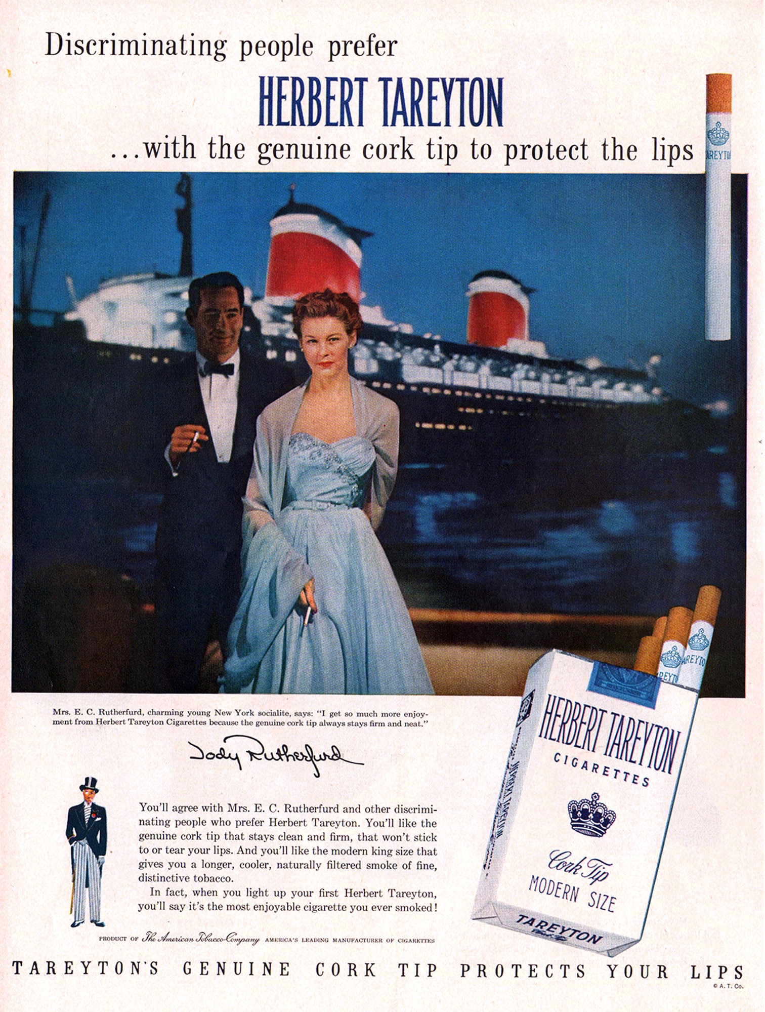 can you still buy tareyton cigarettes 1954 Herbert Tareyton Cigarette Ad, Cruise Ship Art Print