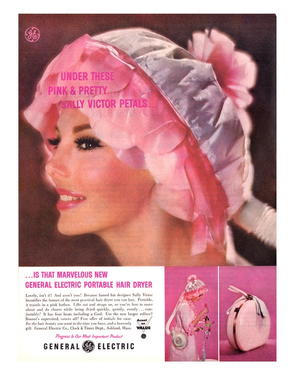 1962 General Electric Portable Hair Dryer Vintage Ad Etsy
