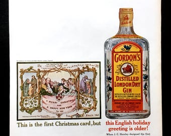 Anúncio de Gin Gordon's de 1962, Decoração de Bar Vintage, Impressão de Revista