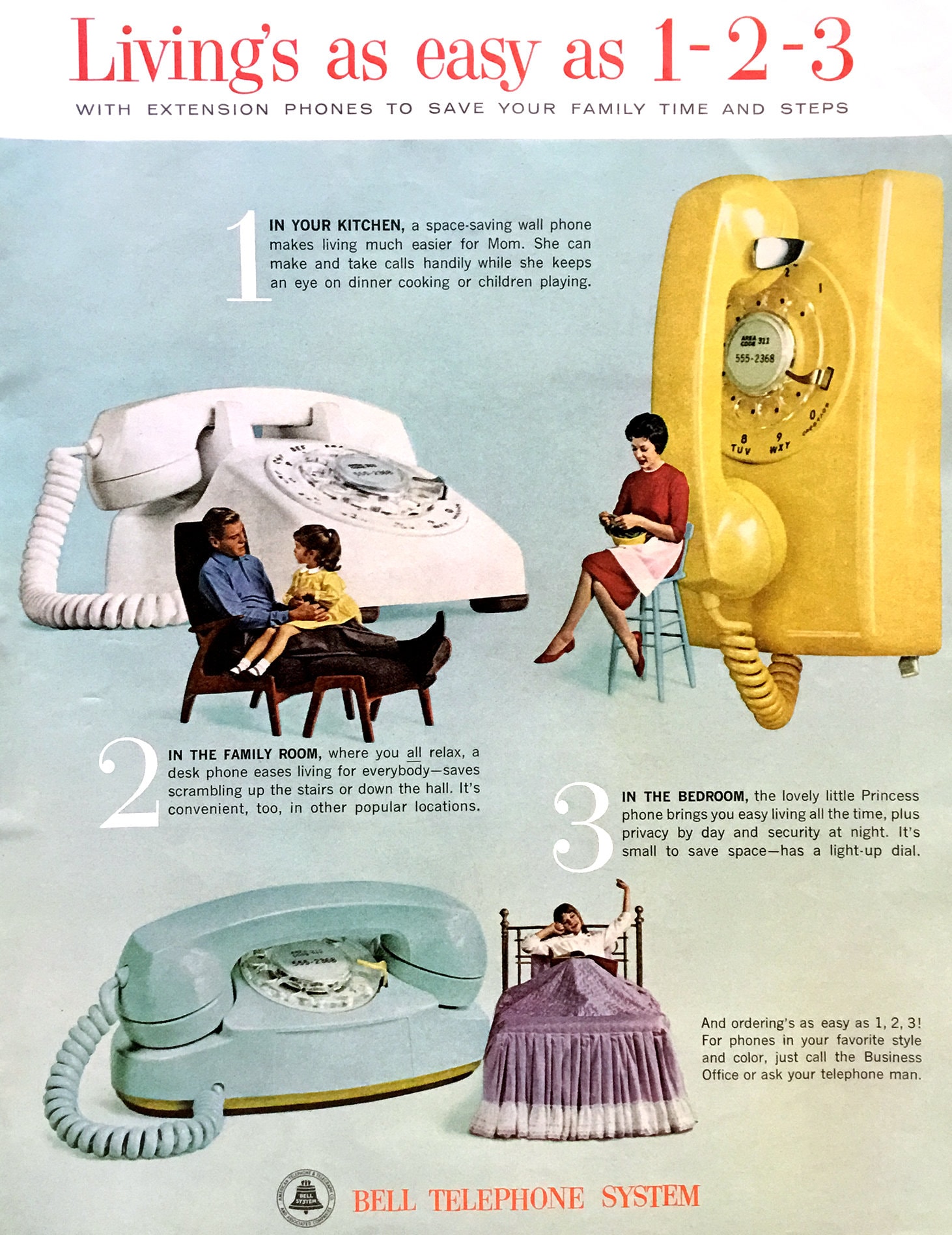 1963 Bell Telephone Ad, Princess Phone, Retro Advertising Art - Etsy