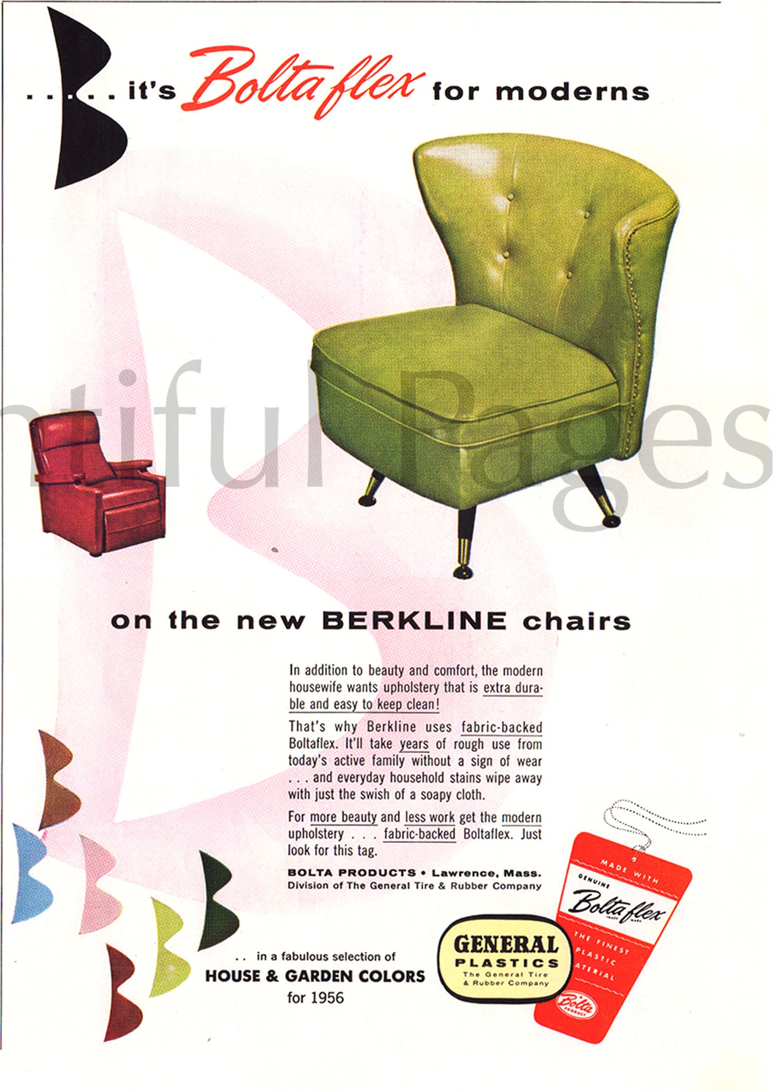 1955 Boltaflex Berkline Chairs Vintage Ad Advertising Art Etsy