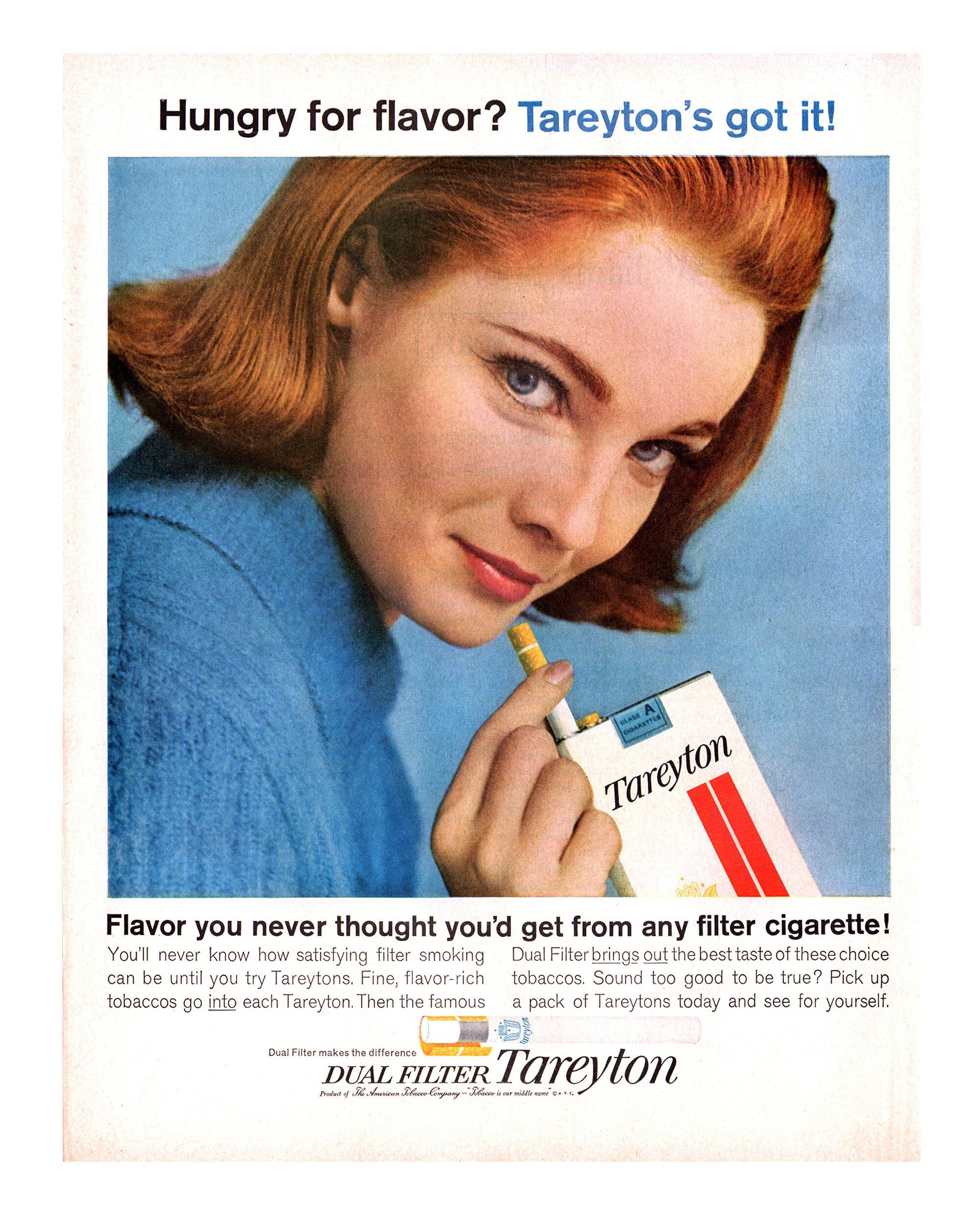 tareyton cigarette commercial 1963 Tareyton Cigarettes Vintage Ad, Advertising Art, Magazine Ad,  Advertisement, Smoking, Sreat to Frame