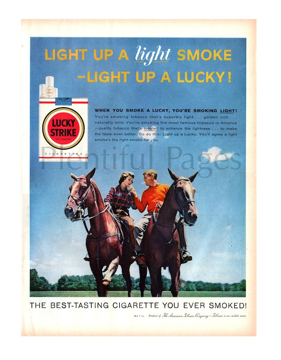 1957 Lucky Strike Cigarettes Vintage Ad, 1950's Couple, Retro Cigarette Ad,  Horseback Riding, Advertising Art, 1950's Fashion, Horses. -  Canada