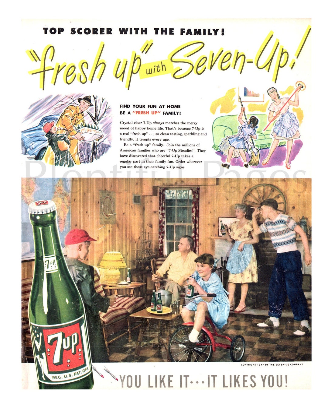 1947 7-up Ad, Vintage Magazine Print, Family Advertising Art - Etsy
