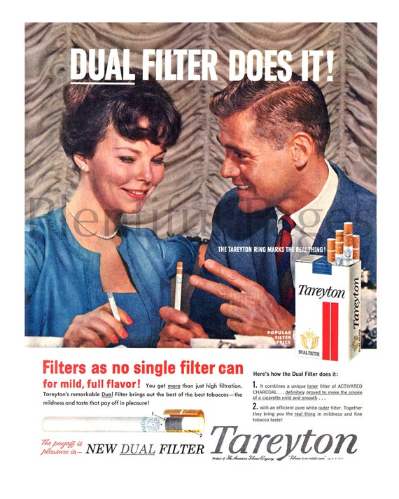 tareyton cigarettes price 1950s Tareyton Cigarette Ad, Mid-Century Couple, Ready to Frame
