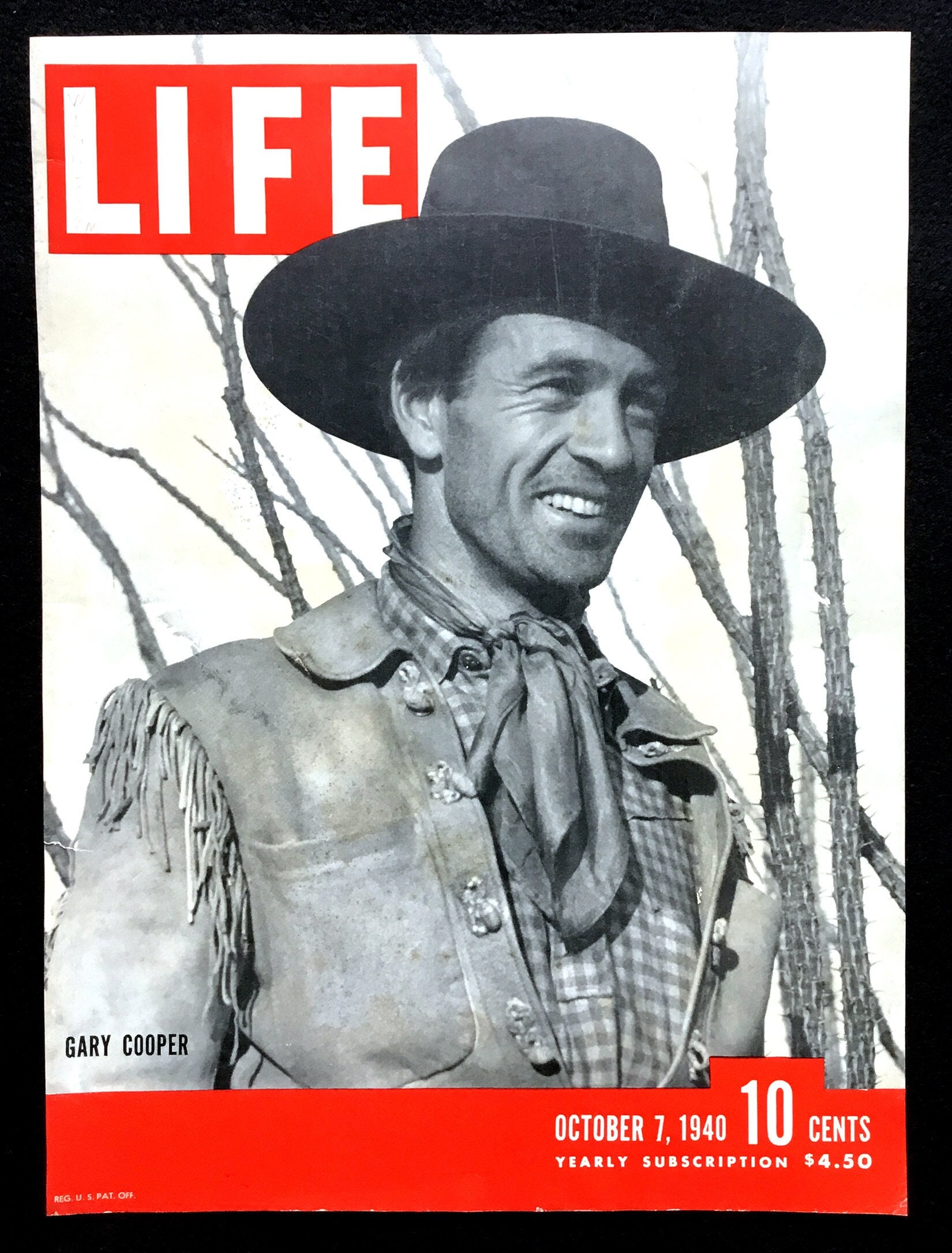 1940 Gary Cooper Life Magazine Cover, Vintage Advertising Art