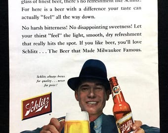 1955 Schlitz Beer Ad, Vintage Advertising Art Print