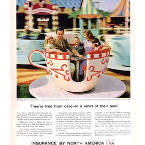 1958 Insurance by North America Vintage Ad, Advertising Art, Disneyland, Magazine Ad, Advertisement, Great to Frame.