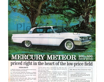 1961 Mercury Meteor Ad, Retro Automotive Illustration