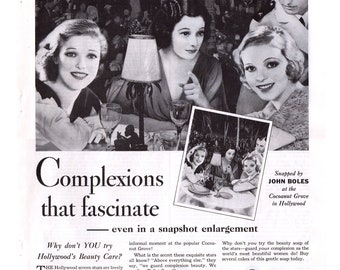 1933 Lux Toilet Soap Ad, Loretta Young, Vintage Magazine Print