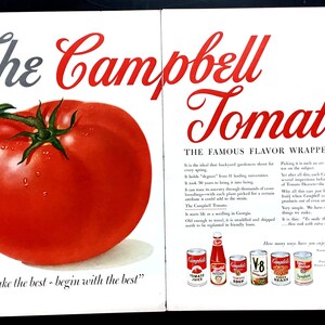 1954 Campbell&#39;s Vintage Ad, Advertising Art, Magazine Ad, Tomato Juice, Print Ad, Advertisement, Great to Frame.