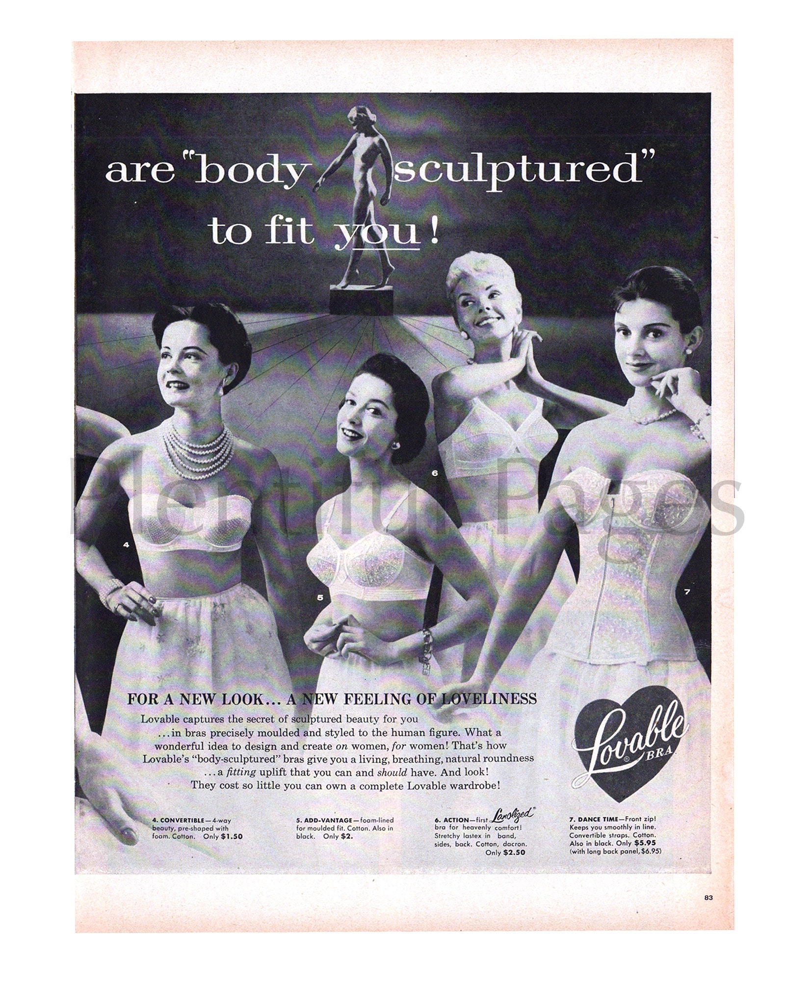 1950's Lovable Bras Vintage Ad, Advertising Art, 1950's Lingerie, Magazine  Ad, Advertising Art, Great to Frame. -  Denmark