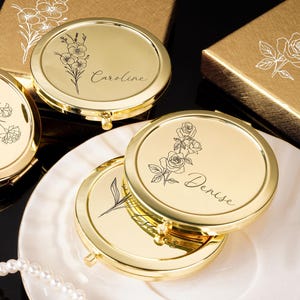 Engraved Round Makeup Mirror,Personalized Bridesmaids Gifts Mirror,Custom Bridal Shower Gift,Pocket Makeup Mirror,Birthday Gift,Gift For Mom