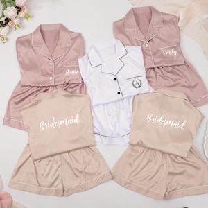 Bridesmaid Pajamas Set, Bridesmaids Matching PJs, Bachelorette Party, Bridesmaid Proposal, Satin Pajama Set, Bridal Shower Gifts, Pajama Set