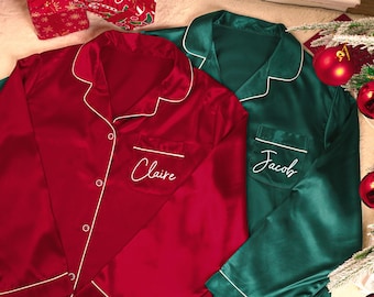 Pijamas personalizados de San Valentín, pijamas personalizados de San Valentín, conjunto de pijamas familiares con nombre de Navidad, regalo para familiares.