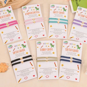 Back to School Heart Woven Bracelet Set, Perfect Gift for The First Day of Kindergarten, Woven Family Bracelet Set, Mommy and Me Bracelet