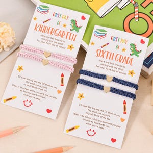 First Day of Kindergarten, Mommy and Me Heart Coral Braided Matching Bracelets, Back to School Bracelet , Gift the First Day of Kindergarten