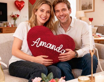 Almohada de San Valentín personalizada, almohada de peluche con nombre, almohada de corazón para San Valentín, regalo romántico para parejas, regalos de San Valentín, decoración del hogar.