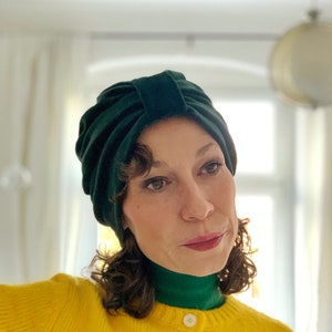 Green Velvet Turban Hat