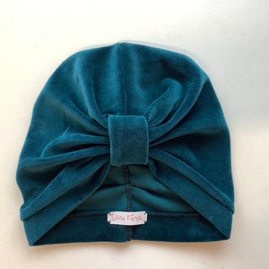 Turban Biobaumwolle / Mütze / Kopfbedeckung / Damen / Samt Turban / Bio Baumwolle / gasolina Farbe / cálido / One Size/ Hecho a mano image 8