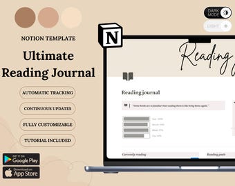 Reading Tracker Notion Template I Reading Journal Notion Template | Digital Reading Planner | Book Tracker I Reading Goals 2025 I Notion