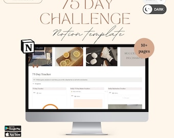 75 Day Challenge Tracker Notion Template | Editable Notion Template | 75 Day Challenge Progress Tracker, Fitness Track & Meal Planner