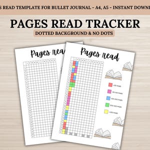 Reading Tracker Bullet Journal, Pages Read Tracker Bujo, Printable Journal Page, Reading Log, Reading Tracker, Planner Page, Book Journal