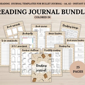 Reading Journal Bundle Template, Printable Colored Journal Pages, Value Pack, Book Tracker, Reading Challenge, Book Review, Book Club Gifts
