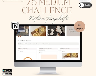 75 Medium Challenge Tracker Notion Template | Editable Notion Template | 75 Medium Challenge Progress Tracker, Fitness Track & Meal Planner