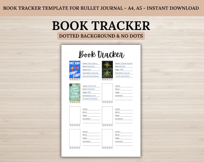 Book Tracker Bullet Journal, Printable Journal Page, Reading Log ...
