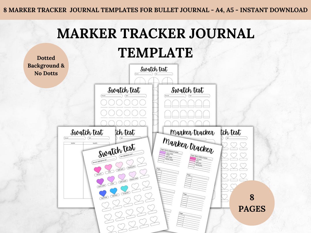 Marker Tracker Template, Swatch Test Markers Bullet Journal Page