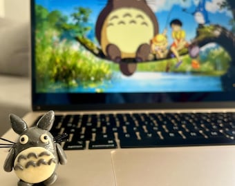 Handmade Clay Totoro Figurine | Anime Desk Decor | Ghibli Inspired Gift | Kawaii Office Decoration