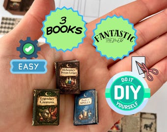 Fantasy Miniature Books 1:12 Scale | DIY Dollhouse Library (Digital Download)