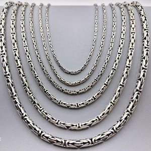Silver chain necklace,Round byzantine chain,Gift for him,925 sterling solid silver,Oxidized bracelet, King chain, Chain for men,Gift for him