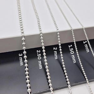 Silver Chain,925 Sterling Silver Ball Beaded Chain,Choker Chain Necklaces,Chain for Pendant,Silver Chain for Men & Women, Long Chain