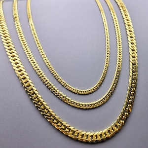 Silver Chain, 925 Sterling Silver Curb Chain Necklace, 14k Gold Plated, Chain,Chain for men, and  women,Solid Curb Link Chain, Handmade gift