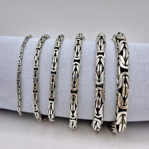Zilveren kettingarmband, ronde Byzantijnse armband, handgemaakt cadeau, 925 sterling massief zilver, geoxideerde armband, koningsketting, armband voor mannen