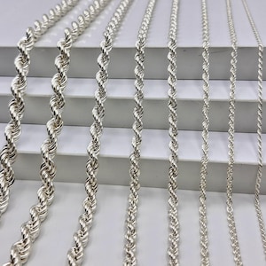 Sterling Silber Seil-Ketten-Halskette: Echtes Silber-Choker für Anhänger