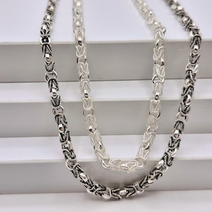 925 Sterling Silver Chain,Handmade Byzantine, Byzantine silver necklace, Silver necklace, Pendant unisex chain, Gif for men, Gift For dad