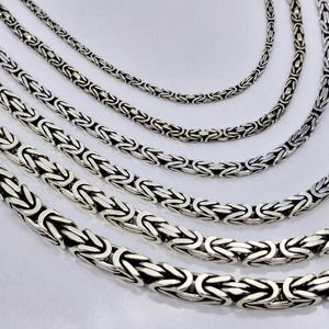 Zilveren ketting, vierkante Byzantijnse ketting, cadeau voor hem, 925 sterling massief zilver, geoxideerde armband, koningsketting, ketting voor mannen