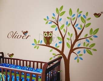 Baum Wandtattoos Wandaufkleber Baum Aufkleber Eule auf Baum Kinder Wandsticker